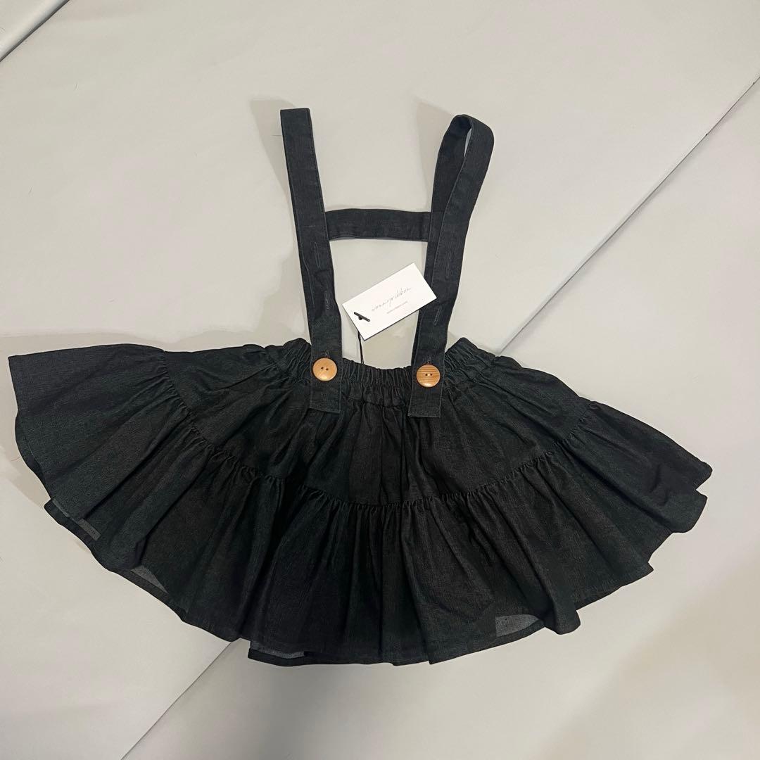 Wonny Ribbon　Black denim skirt 　Mサイズ