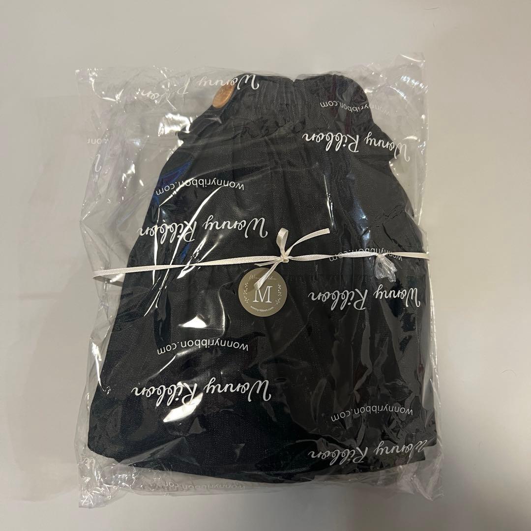 Wonny Ribbon　Black denim skirt 　Mサイズ