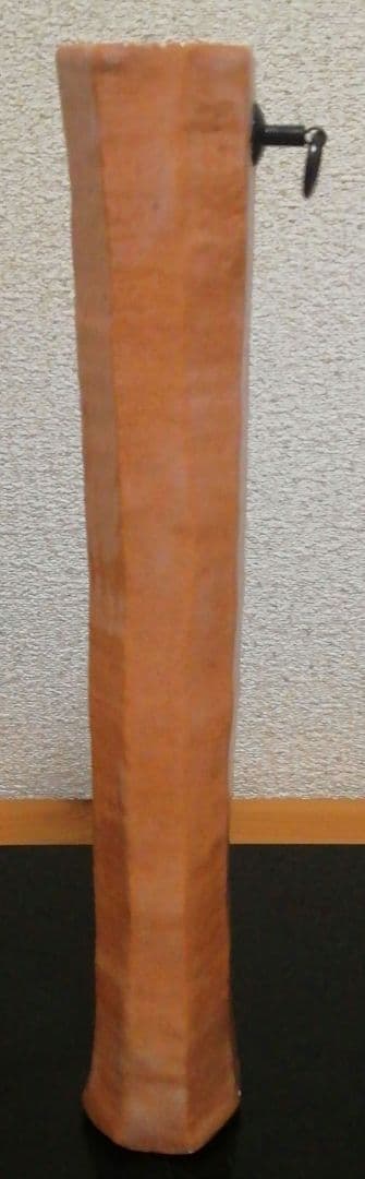 通次阿山作　楽焼　花入　共箱　花瓶