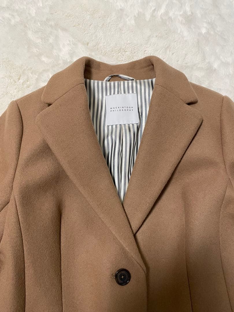 美品✨マッキントッシュフィロソフィー チェスターコート 裏地ストライプ 近年
