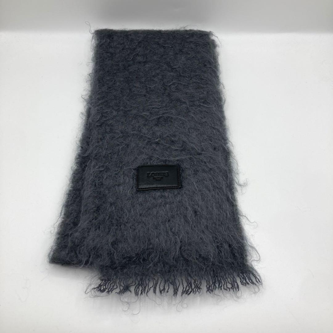LOEWE マフラー　モヘヤ　グレー