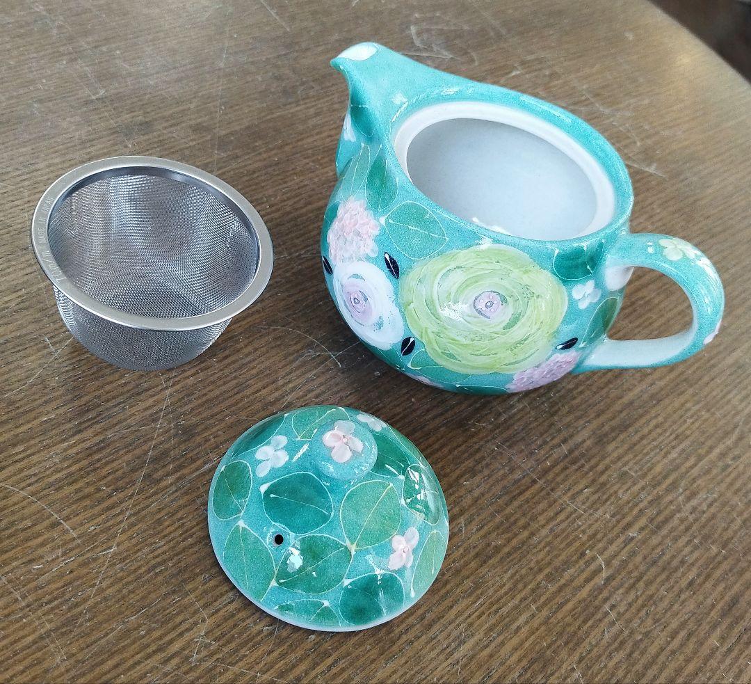 【値下げ中】工房ゆずりは　緑彩ローズ　丸ポット　贈り物　ティータイム