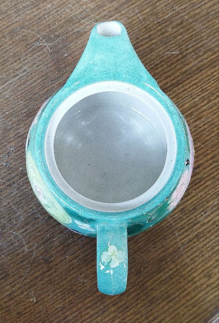 【値下げ中】工房ゆずりは　緑彩ローズ　丸ポット　贈り物　ティータイム