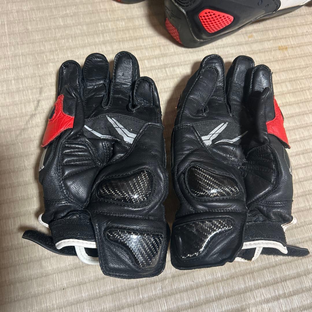 バイク用ツナギ革グローブとブーツセット