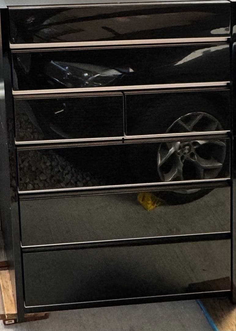 シギヤマ家具 6段ワイドチェスト モノトン木目調UV塗装 高級艶仕上げ