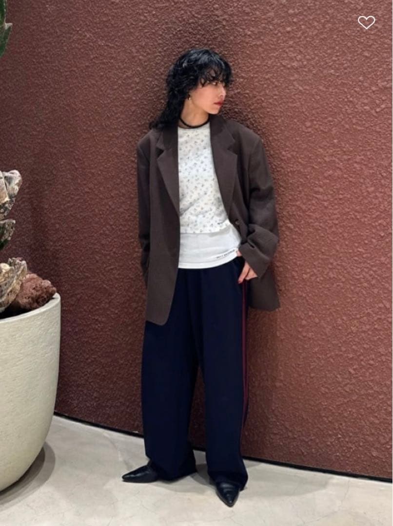 ＜6(ROKU)＞ライン パンツ　ネイビー　38