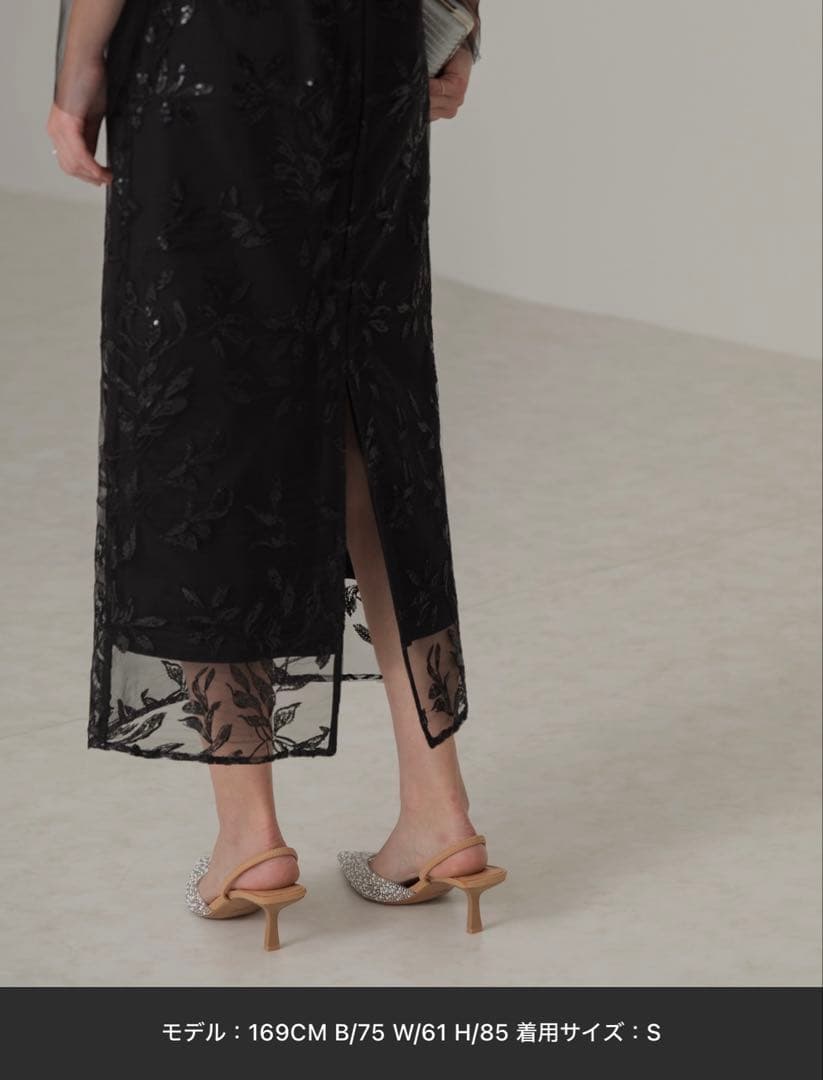 Sサイズ【LEJA】チュールロングスリーブリーフIラインドレスワンピース