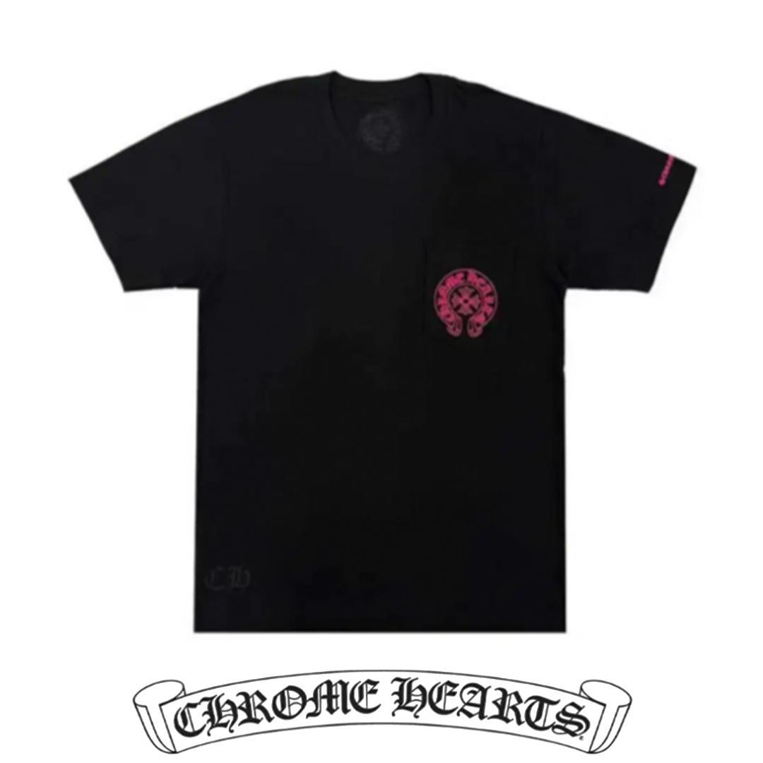 【新品】CHROME HEARTS ブラック/ピンク Tシャツ ホースシューXL