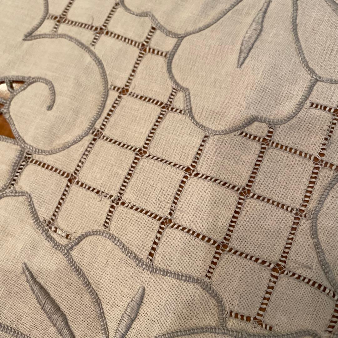 手刺繍　リビングクロス　特大テーブルクロス　ヴィンテージ　汕頭刺繍