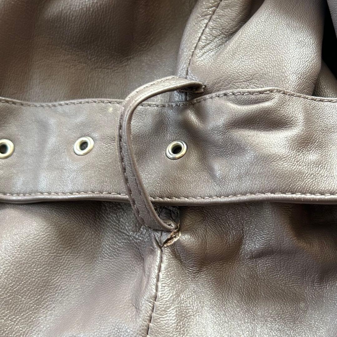 BALMAIN ラムレザー×フォックスファー コート ファー取外し可 グレージュ