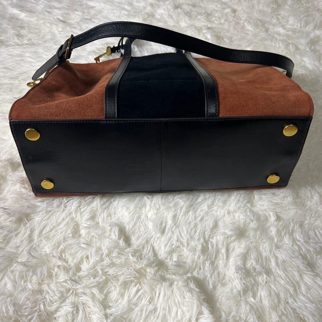 【新品タグ付き】FOSSIL フォッシル レザーxスエード 2wayトートバッグ