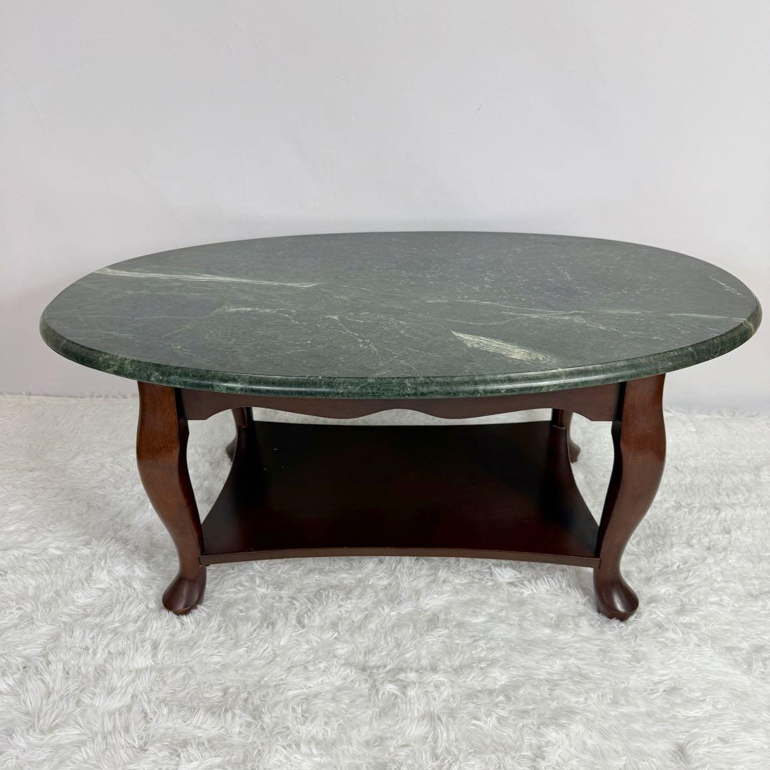 天然大理石 楕円形テーブル　ティノスグリーン センターテーブル
