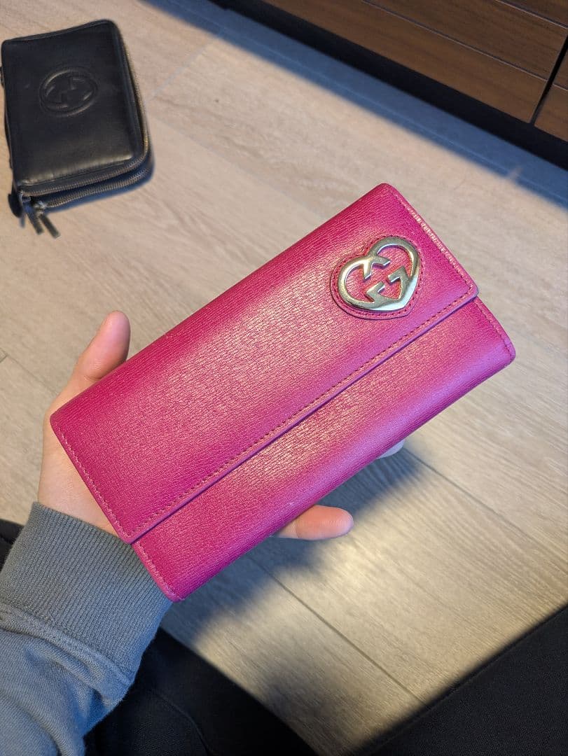 GUCCI　ハート　長財布　ピンク