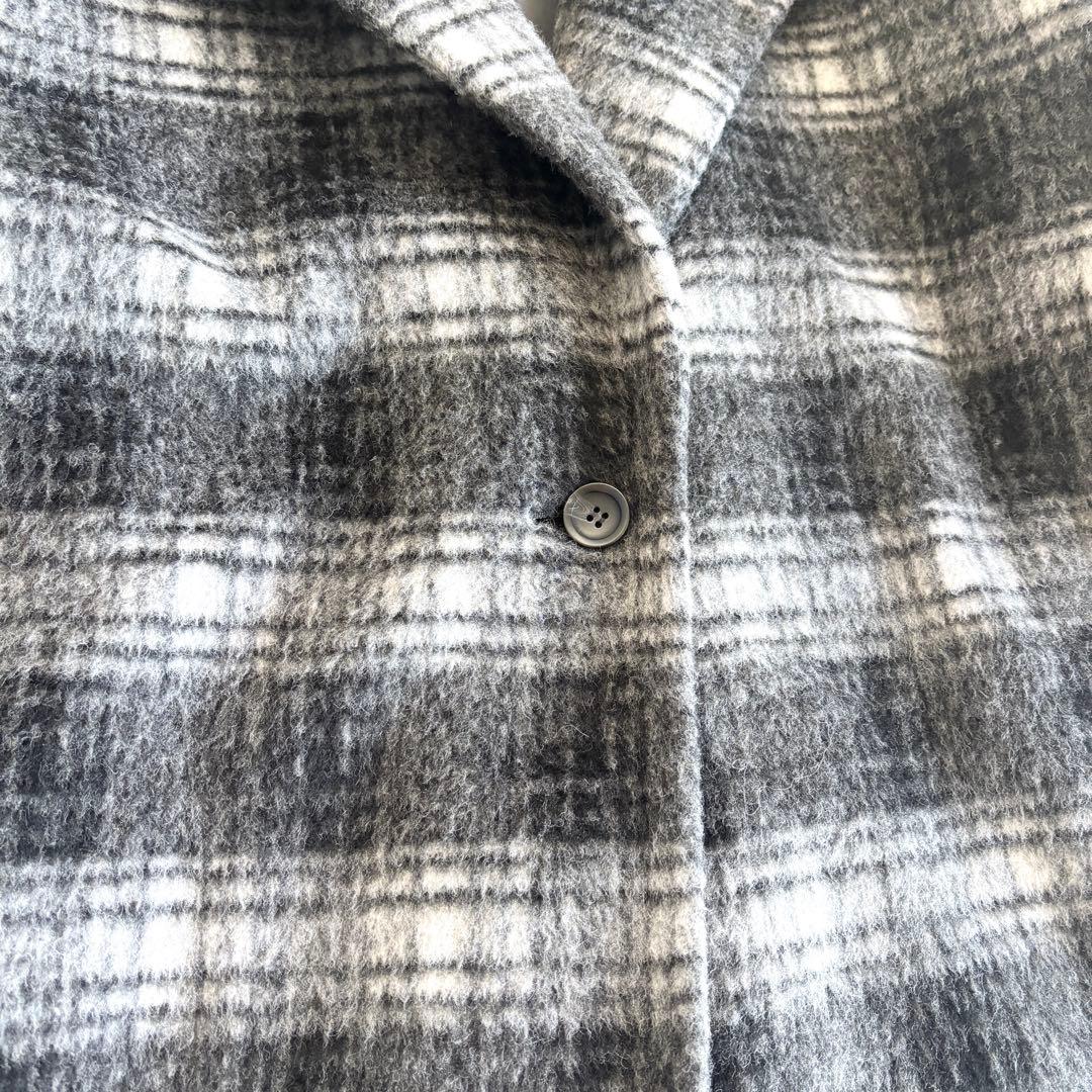 【美品】NBB シャギー チェスターコート ロング ゆったり チェック柄 M