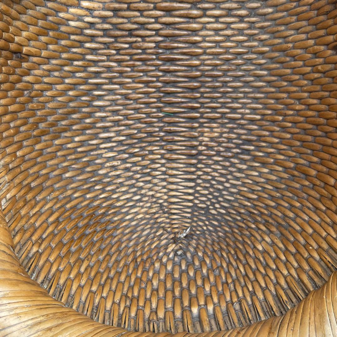 籐製　アンティーク　ハンドル付きバスケット