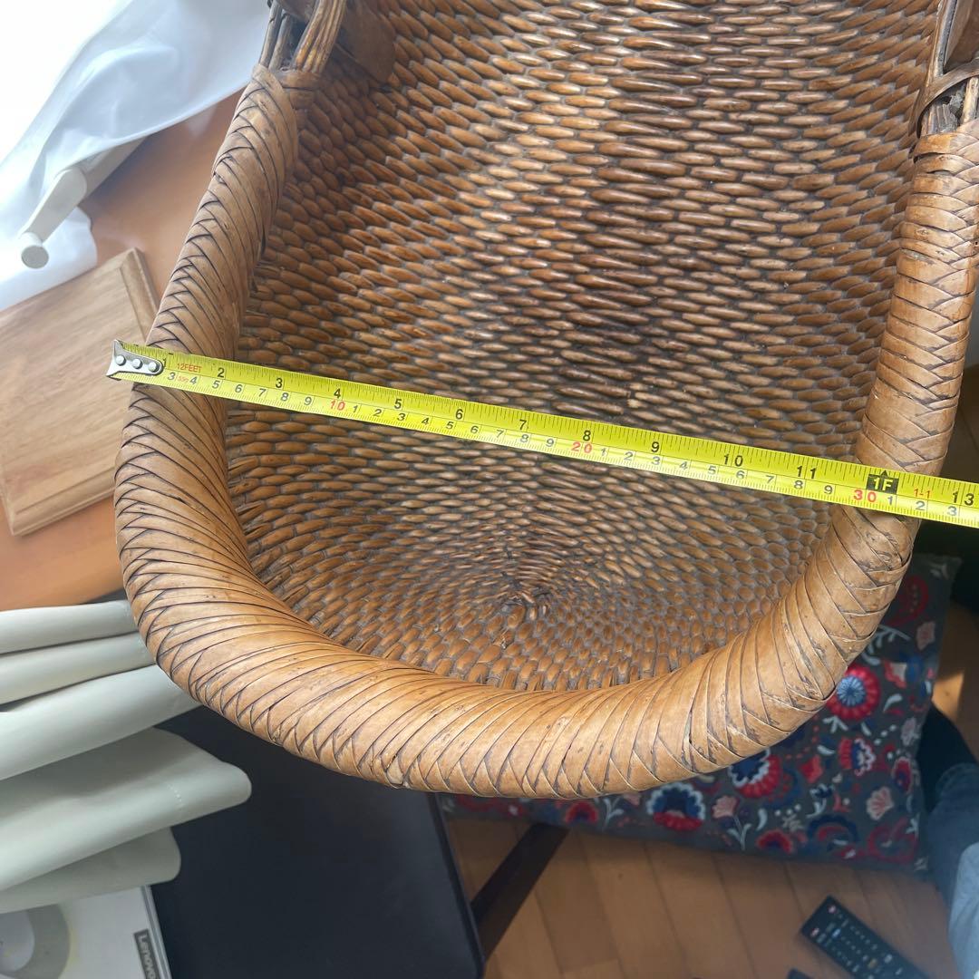 籐製　アンティーク　ハンドル付きバスケット