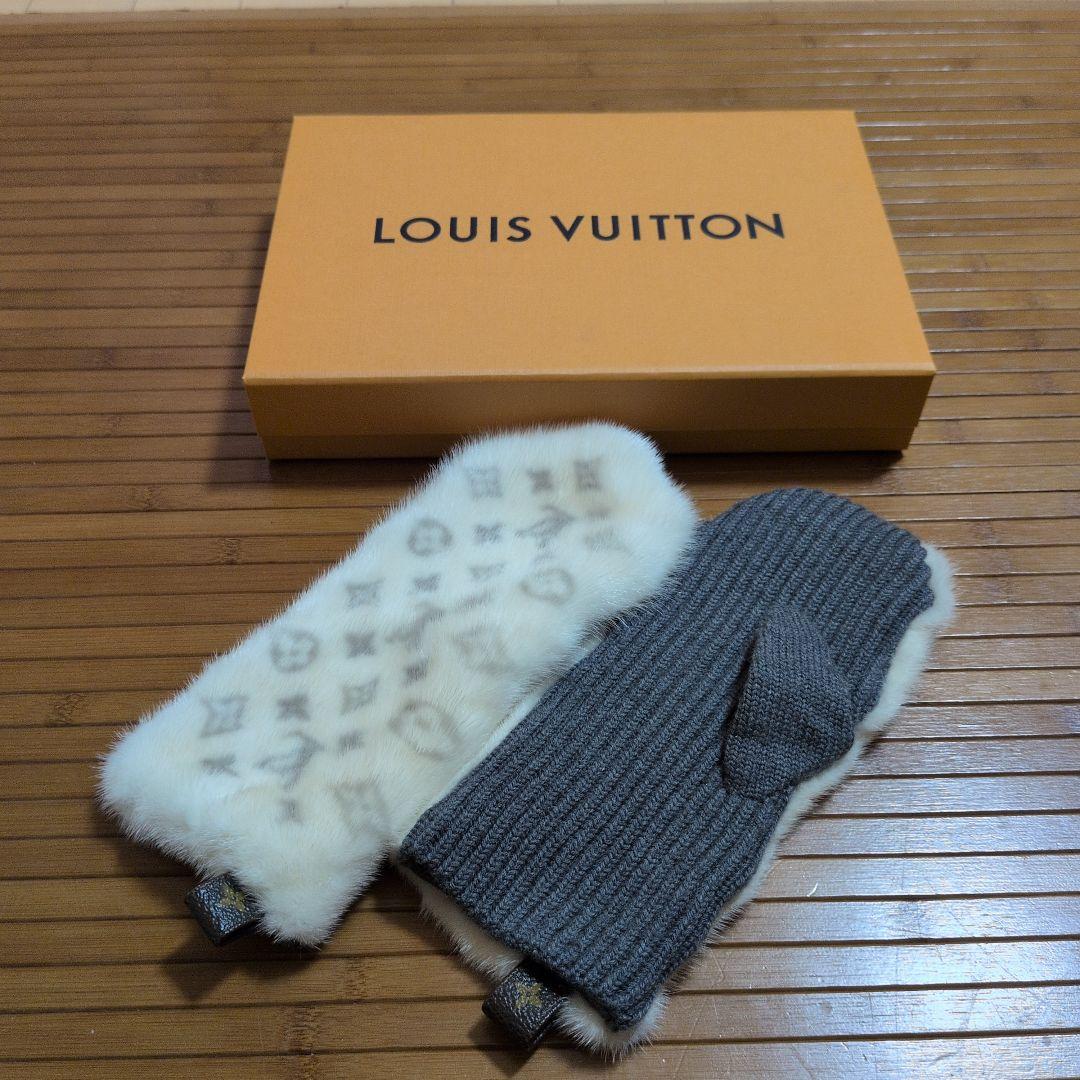 gure　LOUIS VUITTON ミトン 手袋 グレー ホワイト
