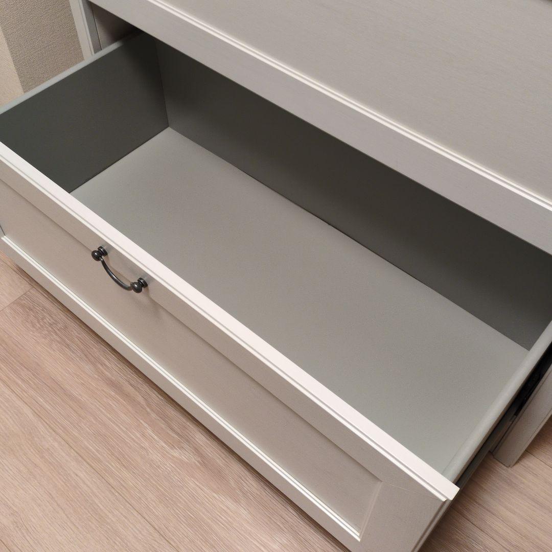 姫　　ホワイト 木製 3段チェスト