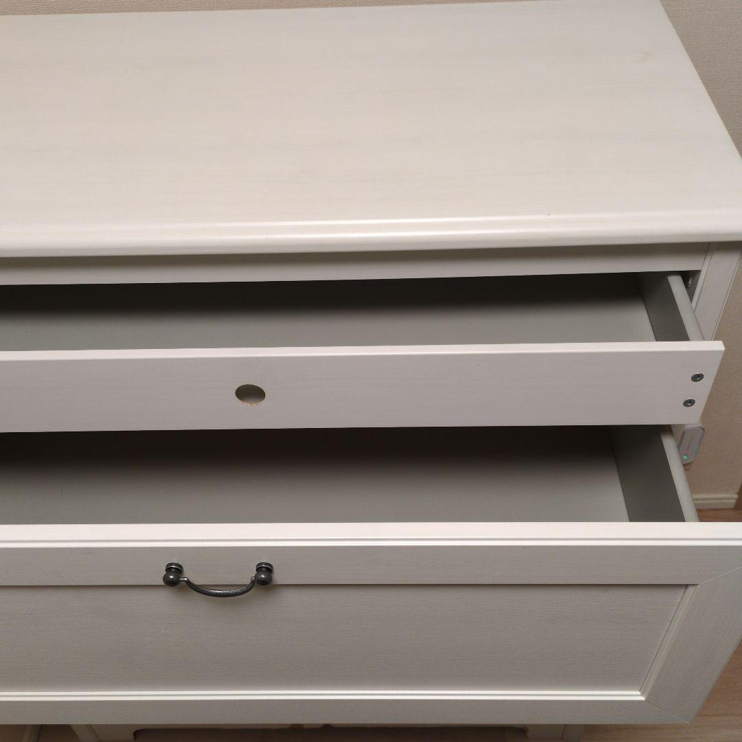 姫　　ホワイト 木製 3段チェスト