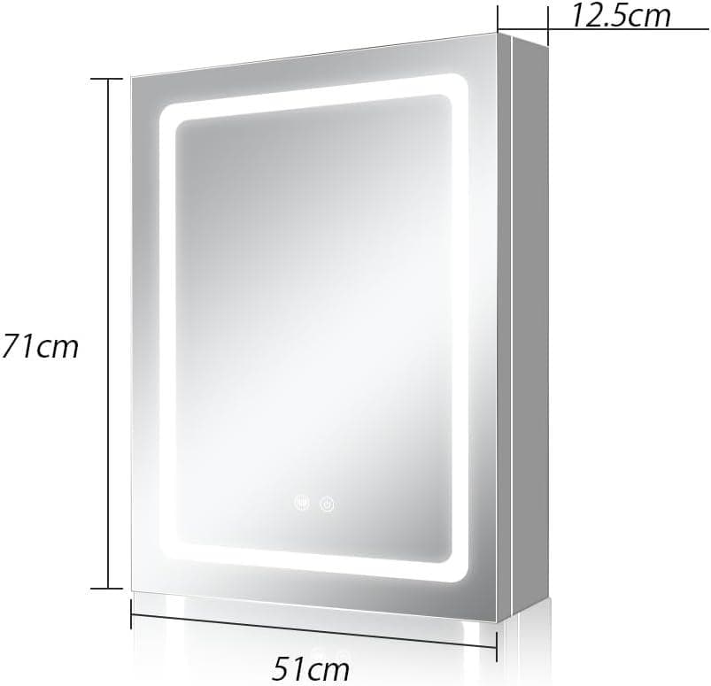 【Janboe】 LEDバスルームミラーキャビネット 50×70cm