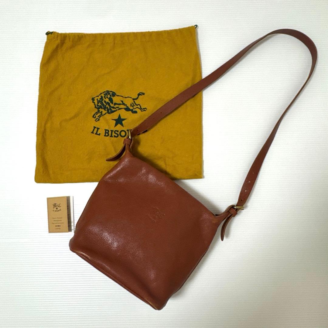 イルビゾンテ ショルダーバッグ キャメル 赤茶 レザー 牛革
