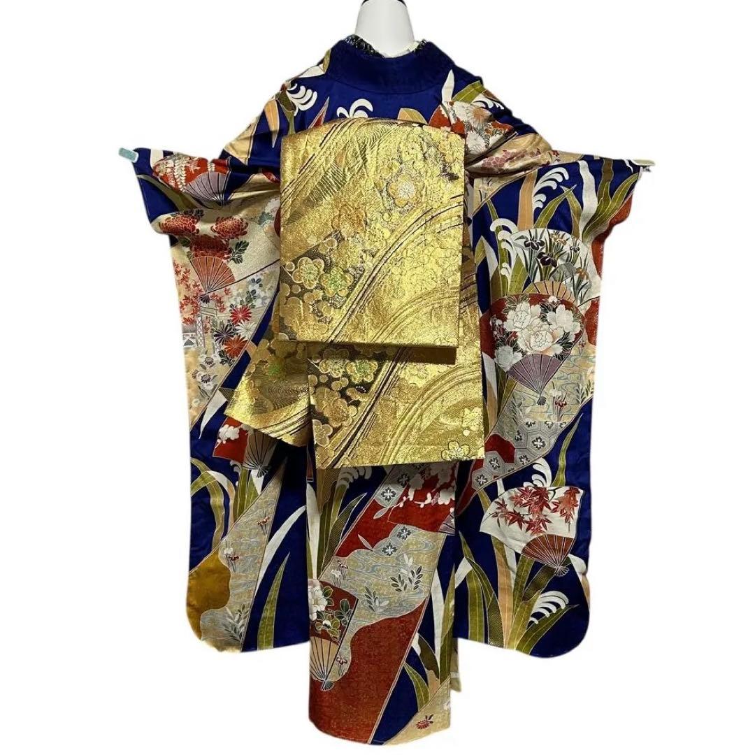 新品　ほぼ美品　袷　正絹　振袖　友禅　フルセット　7点　身丈163 裄丈69