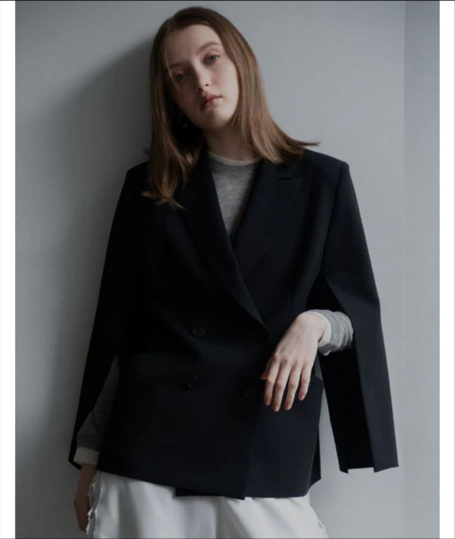 完売　スリットスリーブテーラードジャケット(BLACK)