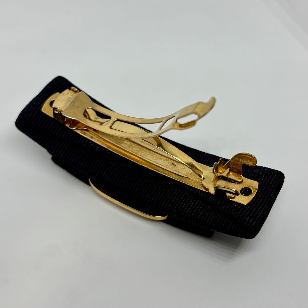 【フェラガモ】Ferragamo バレッタ ヴァラリボン ネイビー ゴールド金具