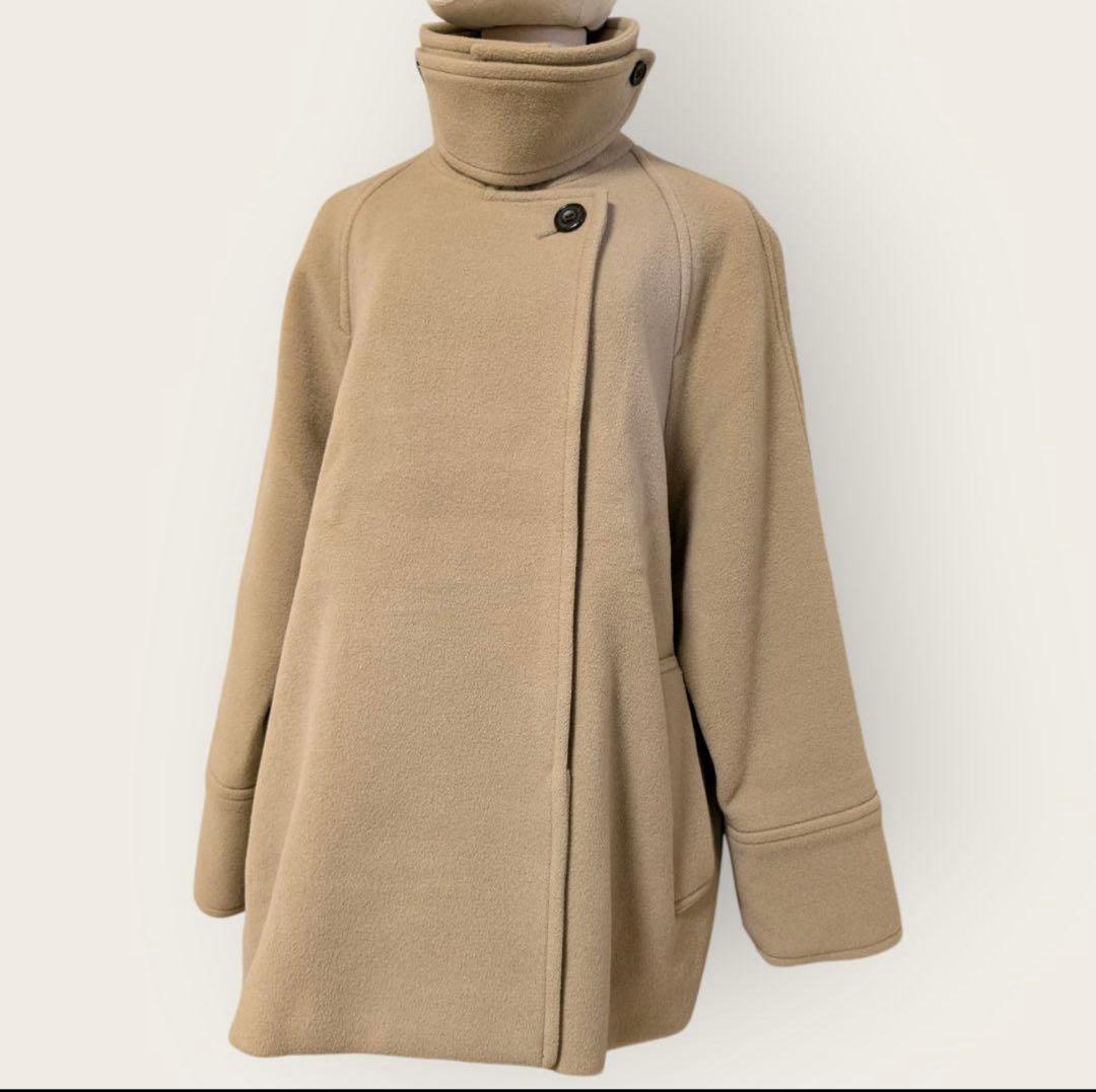 スピックアンドスパン　W/Nyモッサステンカラーショートコート　ベージュ　38