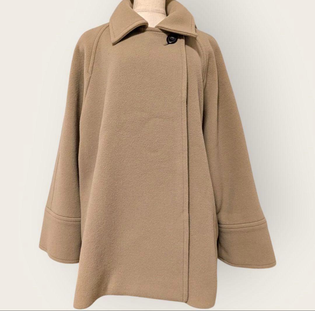 スピックアンドスパン　W/Nyモッサステンカラーショートコート　ベージュ　38
