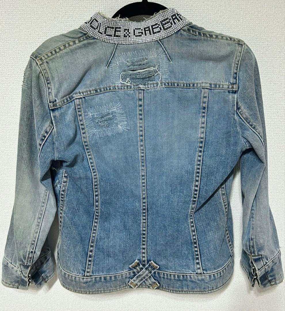レア！Dolce & Gabbana ラインストーン ロゴ デニムジャケット38