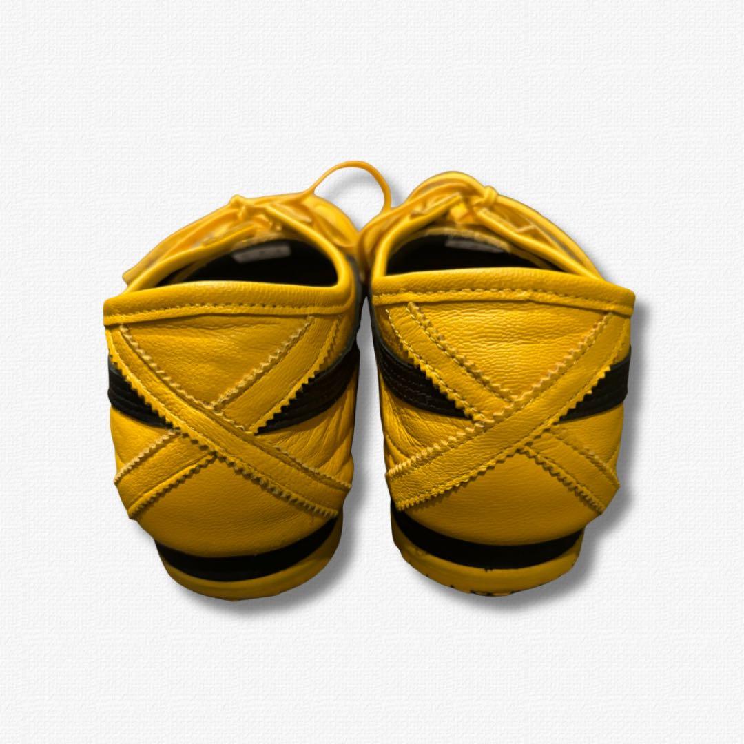 オニツカタイガー イエロー スニーカー ブラックストライプ