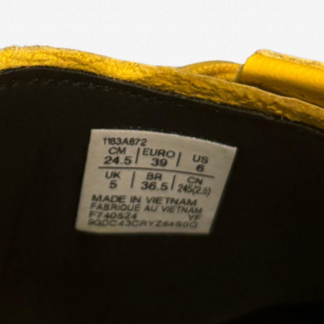 オニツカタイガー イエロー スニーカー ブラックストライプ