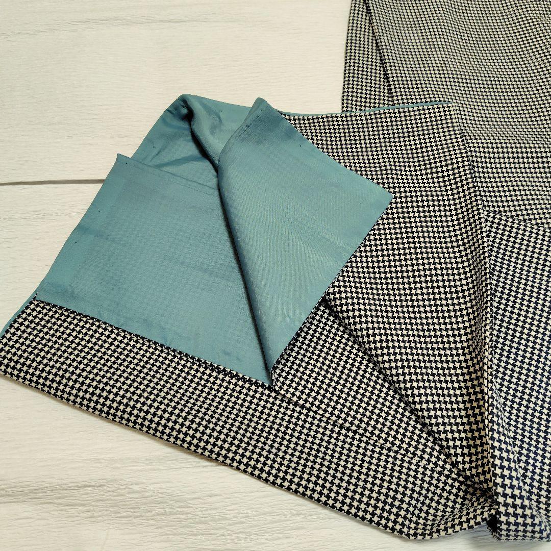 千鳥格子　小紋　洗える着物　ポリ