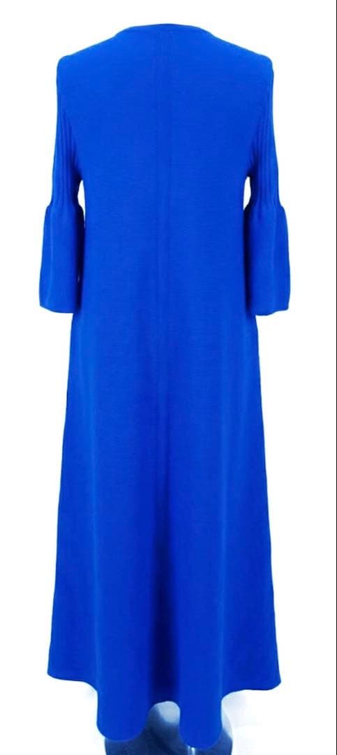 CFCL フレアスリーブ ニットワンピース 青