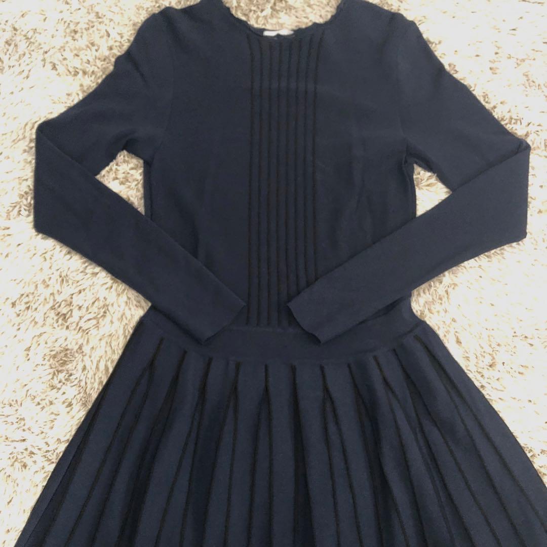 SUTRAS BURGO ストラスブルゴ プリーツ ワンピース ネイビー 日本製