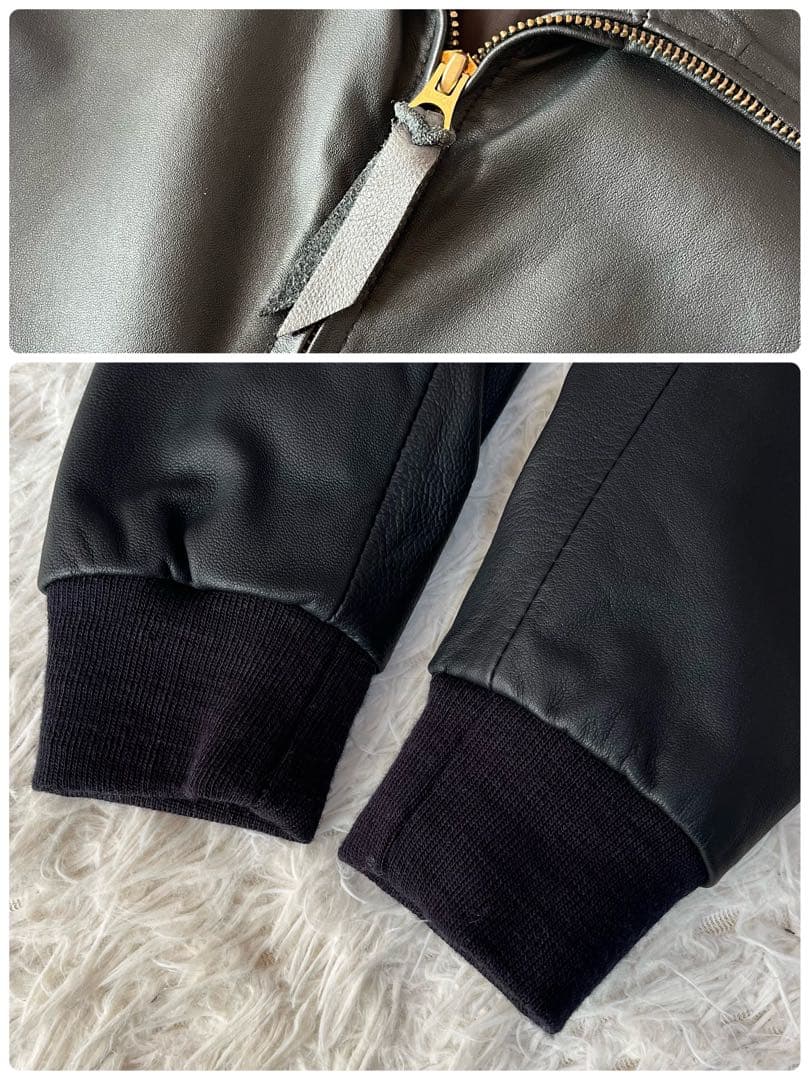 【美品】ショット　レオパード柄　ハラコ　ラムレザー　ジャケット