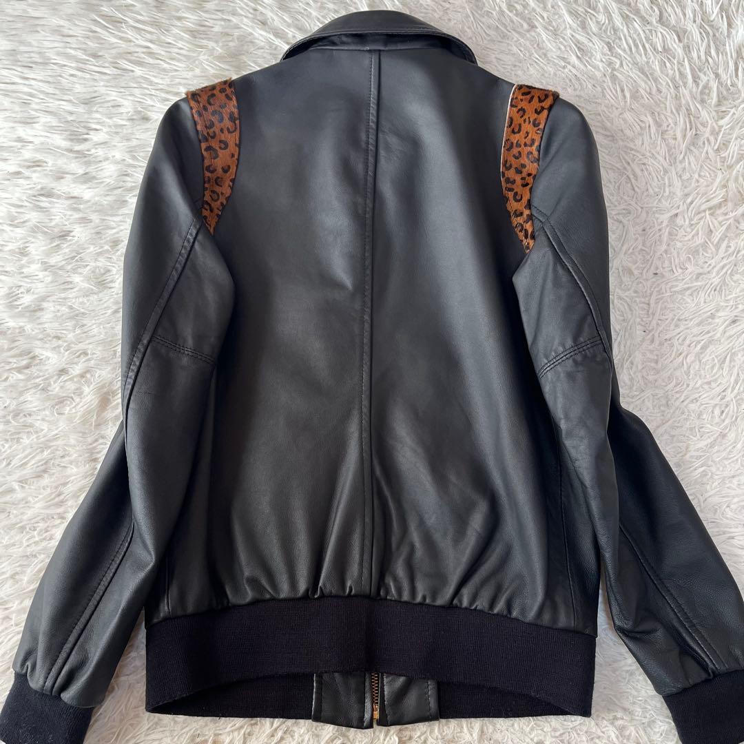 【美品】ショット　レオパード柄　ハラコ　ラムレザー　ジャケット
