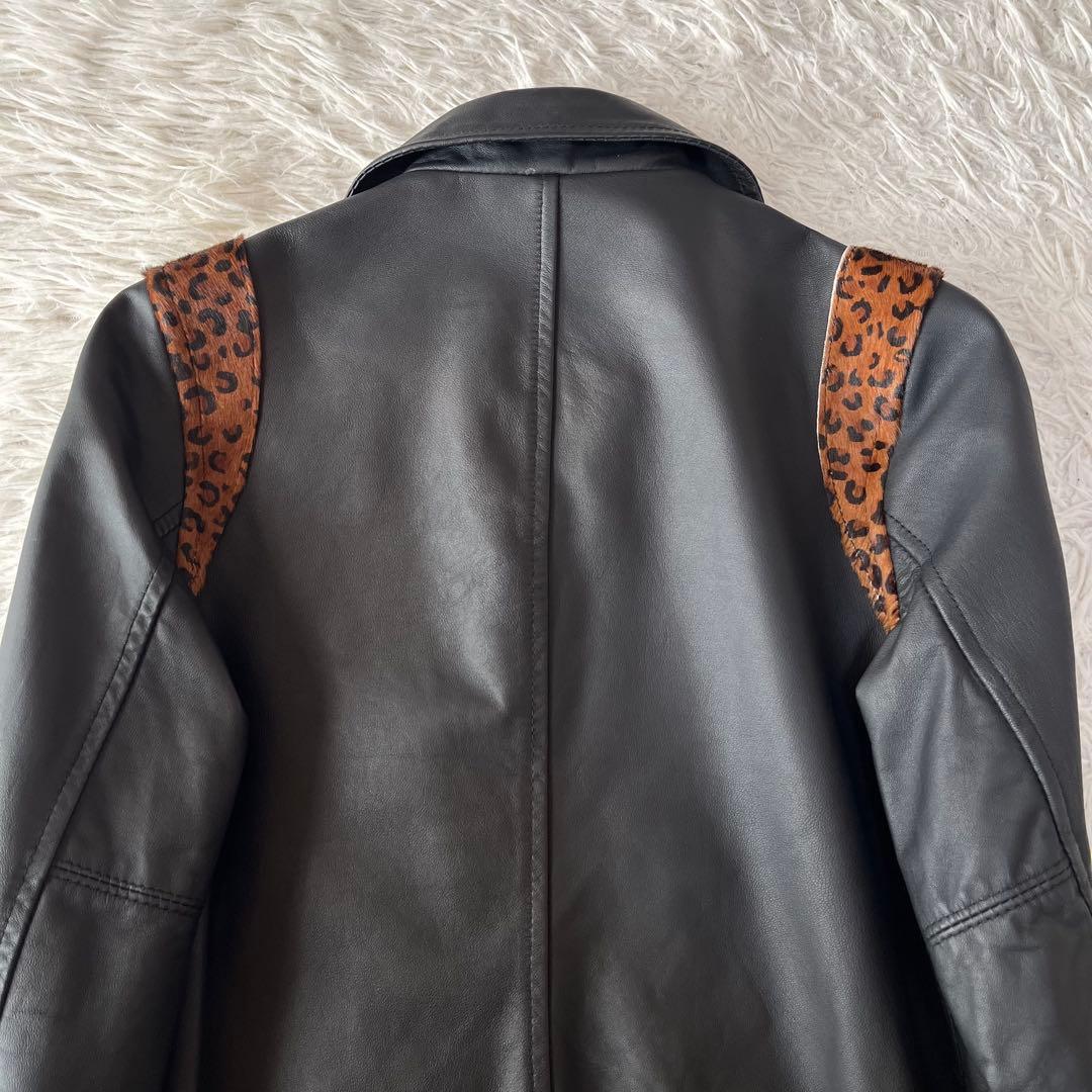 【美品】ショット　レオパード柄　ハラコ　ラムレザー　ジャケット