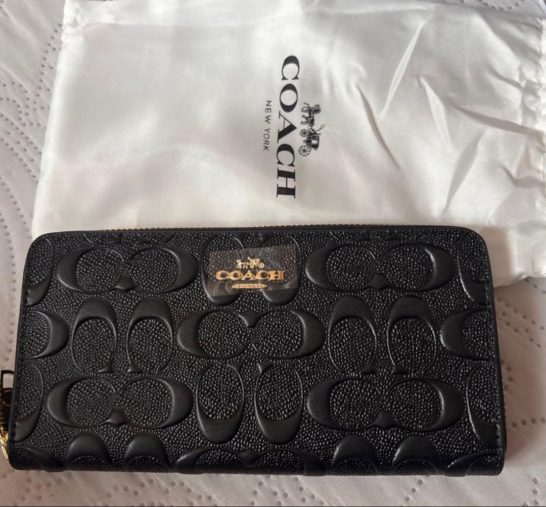 ✨新品未使用✨COACH ブラック レザー 長財布　保存袋付き　即購入⭕️