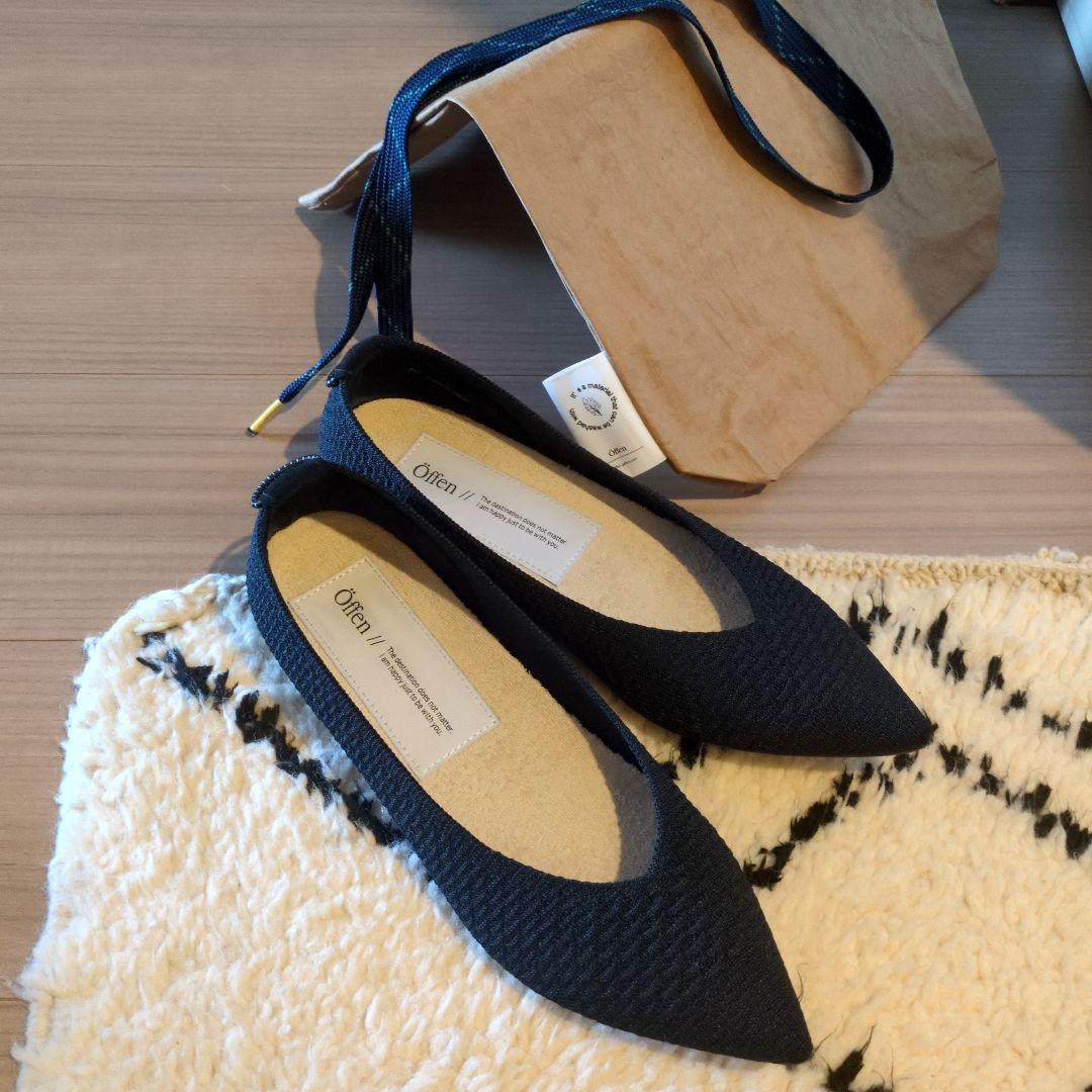 Öffen/オッフェン ポインテッドトゥ フラットシューズ 26 ブラック42