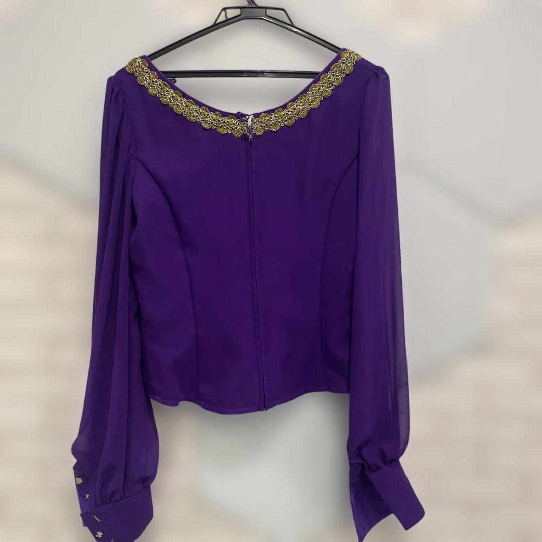 フラメンコドレス 紫緑 M〜Lサイズ　カラスコ着用モデル