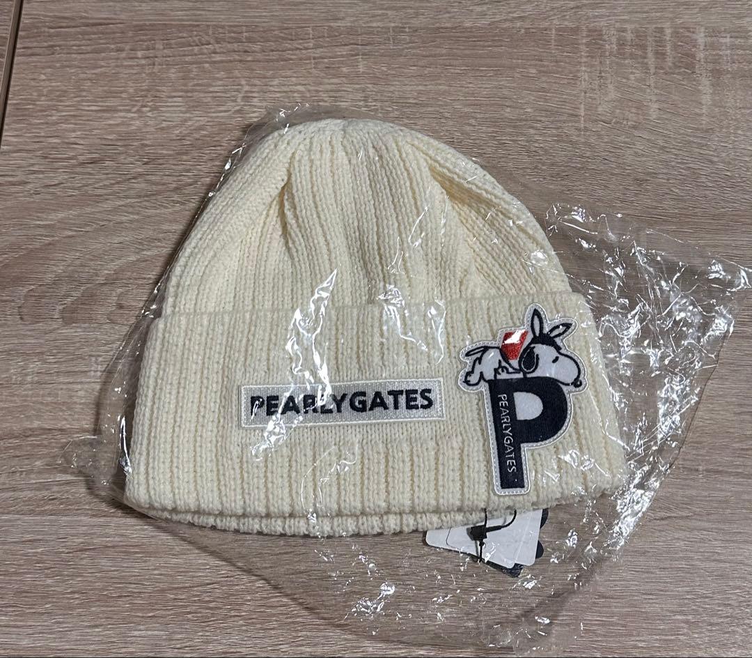 PEARLY GATES スヌーピー ニット帽 オフホワイト