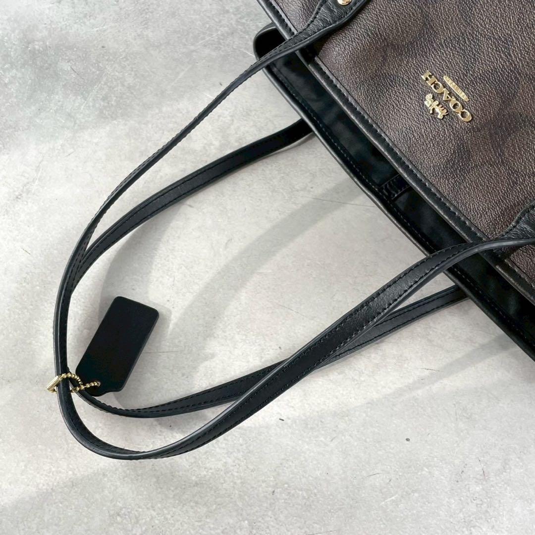 美品✨A4可 コーチ トートバッグ PVC×レザー 本革 シグネチャー 肩掛け