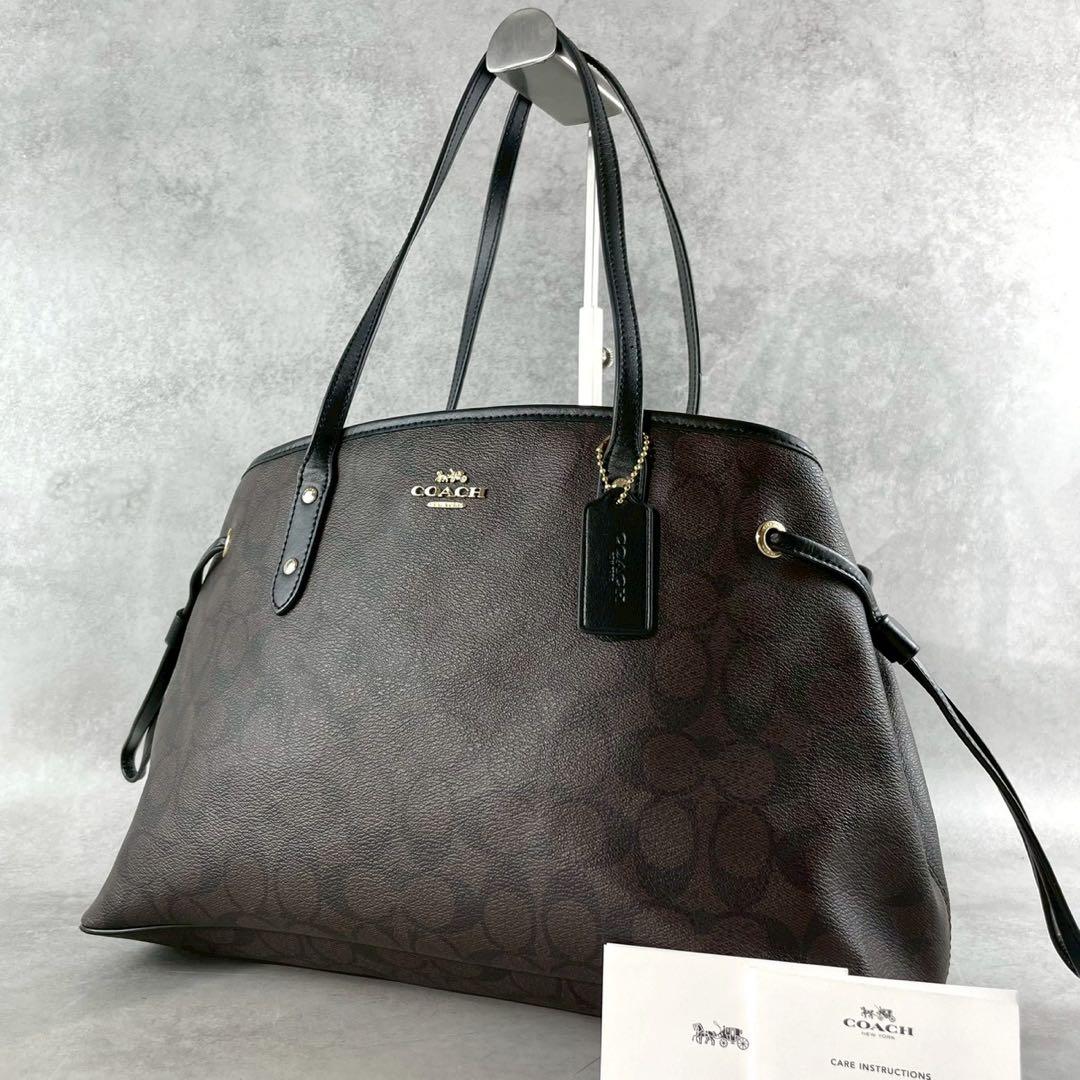 美品✨A4可 コーチ トートバッグ PVC×レザー 本革 シグネチャー 肩掛け