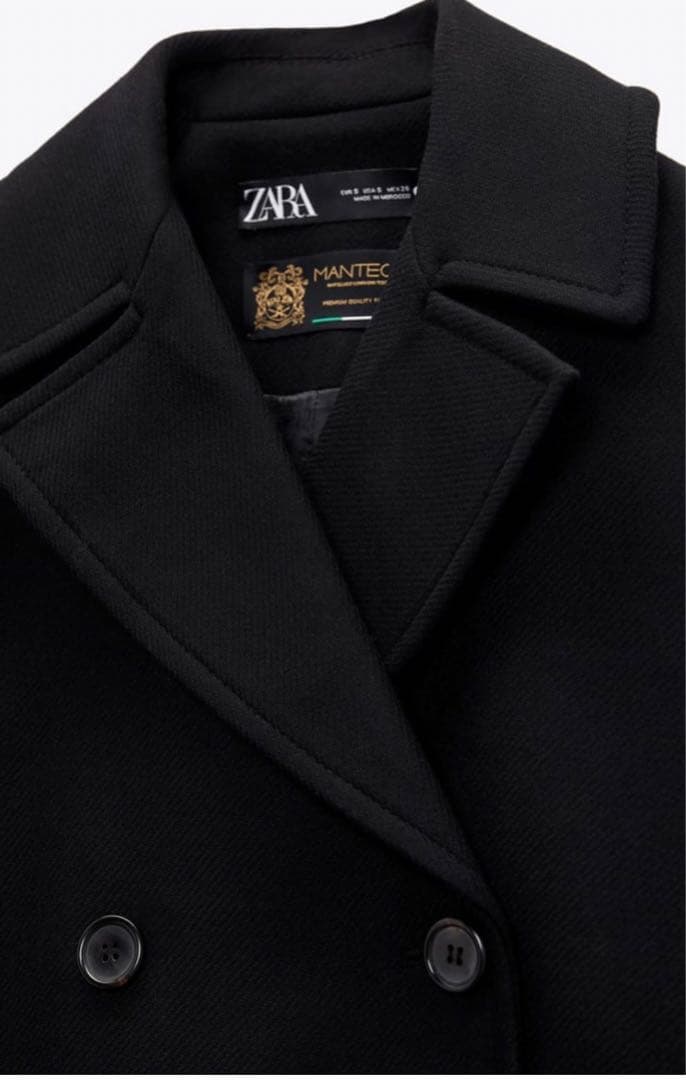 最終値下　ZARA Pコート　アウター　ベーシック　ブラック　黒　XS 新品