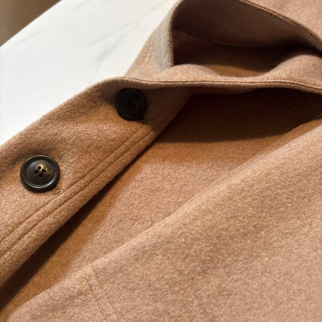 PINORE ピノーレ フード付きポンチョ風 コート ベージュ 毛100%