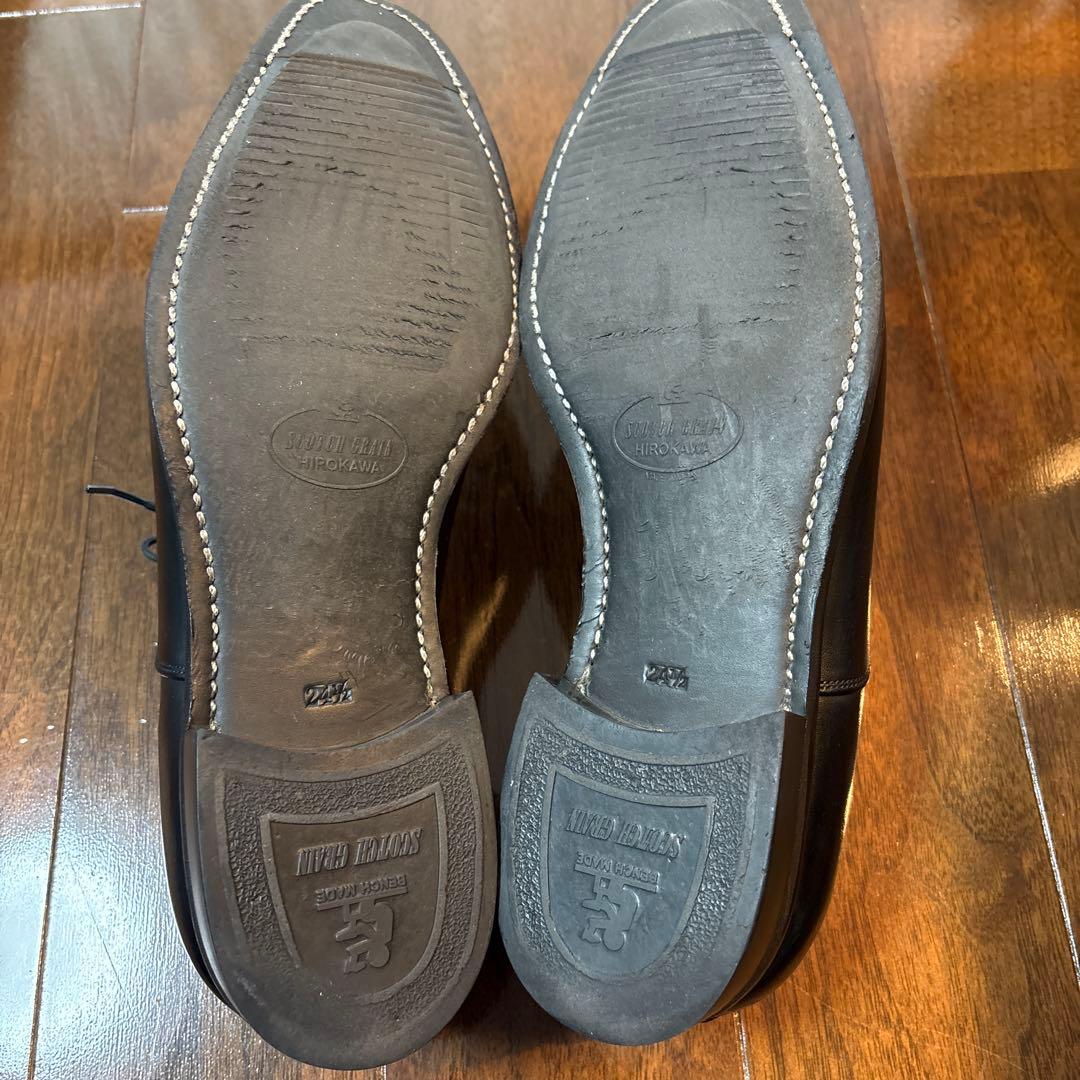 スコッチグレイン　ストレートチップ　内羽根　黒　24.5cm