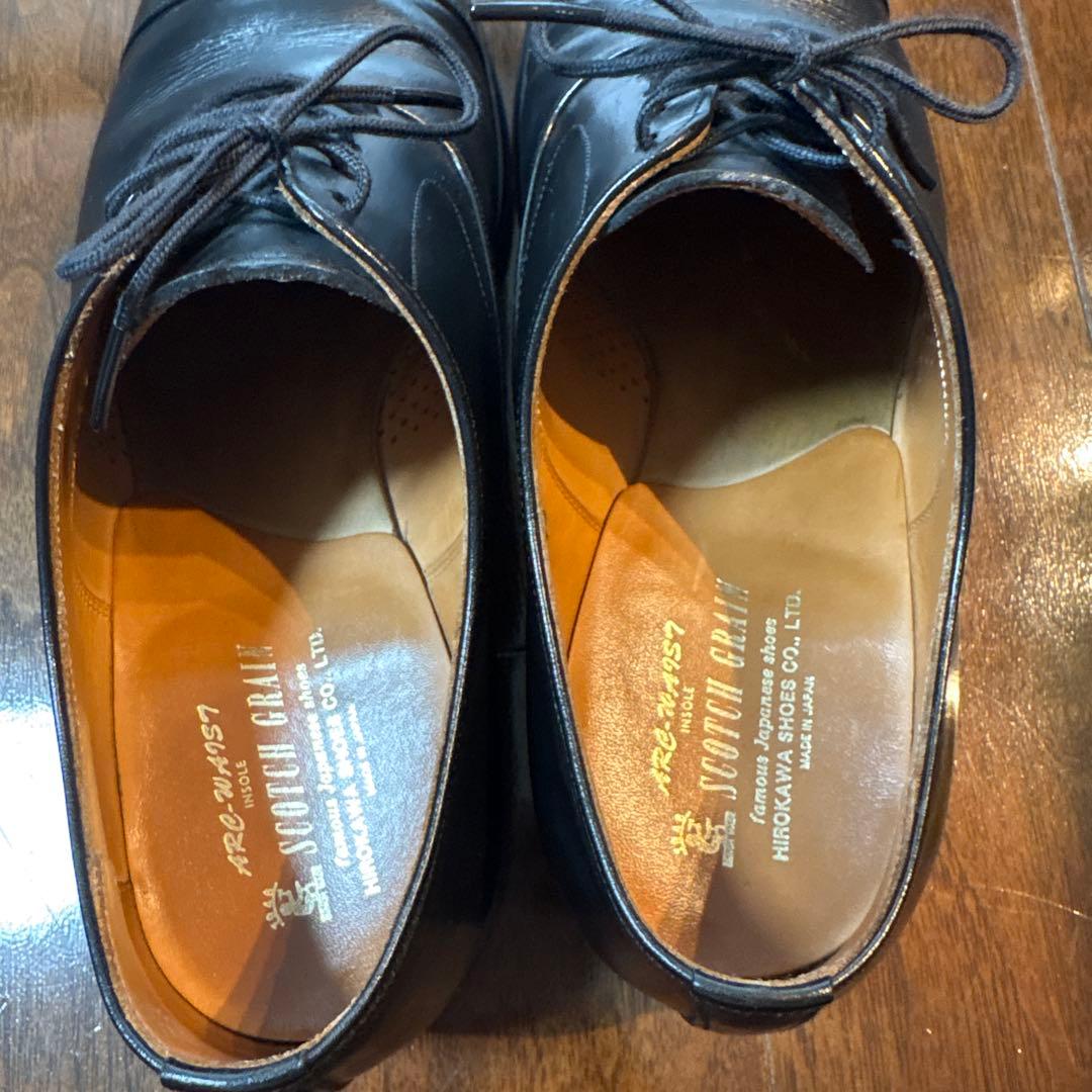 スコッチグレイン　ストレートチップ　内羽根　黒　24.5cm