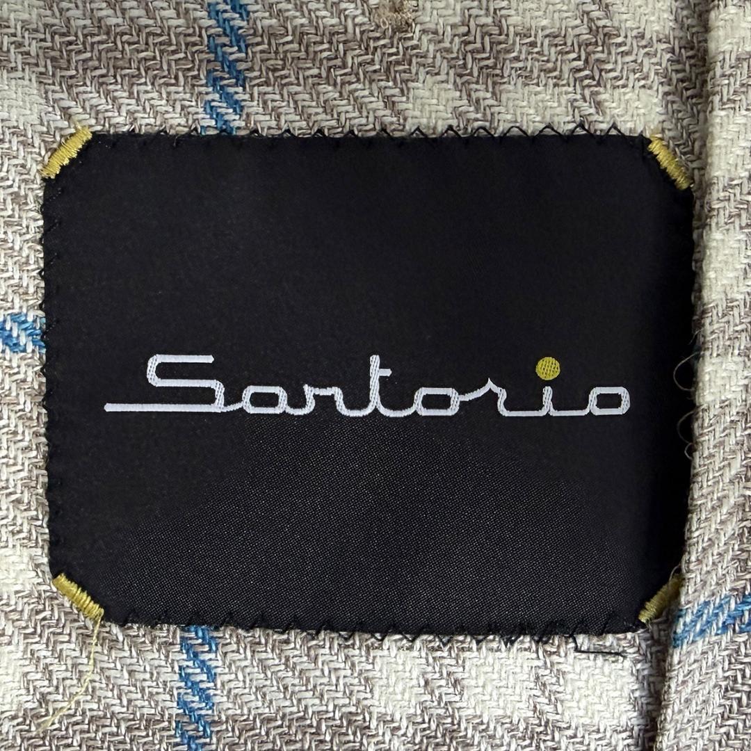 J6274 美品 サルトリオ 近年モデル チェック柄ジャケット ベージュ 46